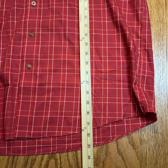 LL Bean Button Up Shirt Men's Large Tall Red Plaid Long‎ Sleeve Traditional Fit - Picture 5 of 7